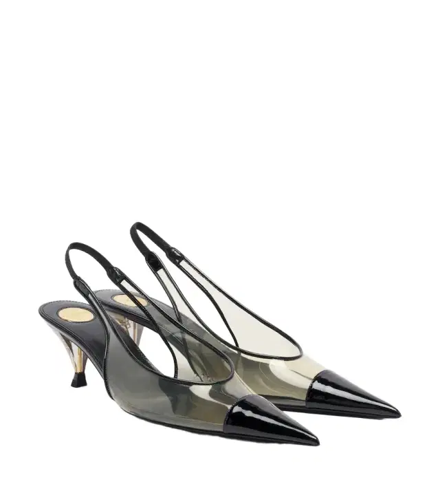 Fanny leather-trimmed slingback pumps