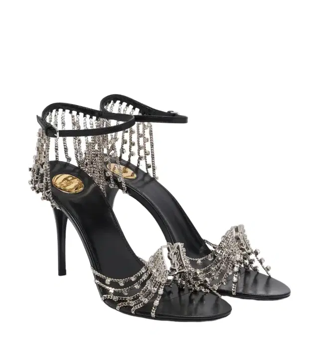 Saint Laurent Babylone embellished leather sandals
