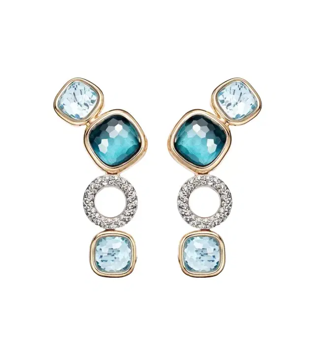 Pomellato Nudo 18kt white and rose gold drop earrings with topaz and diamonds