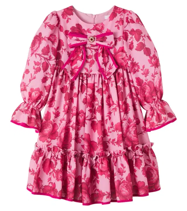 Bow-detail floral dress