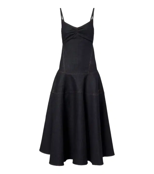 Jacquemus Pina de-Nîmes gathered denim midi dress