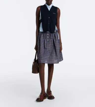 Miu Miu Checked cotton poplin miniskirt | Thumbnail 4 Miu Miu Checked cotton poplin miniskirt | Thumbnail 4