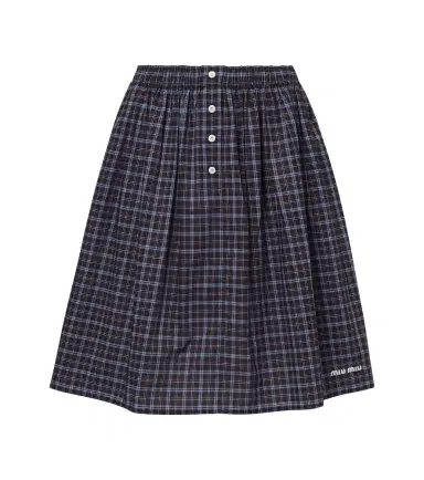 Miu Miu Checked cotton poplin miniskirt | Thumbnail 1 Miu Miu Checked cotton poplin miniskirt | Thumbnail 1