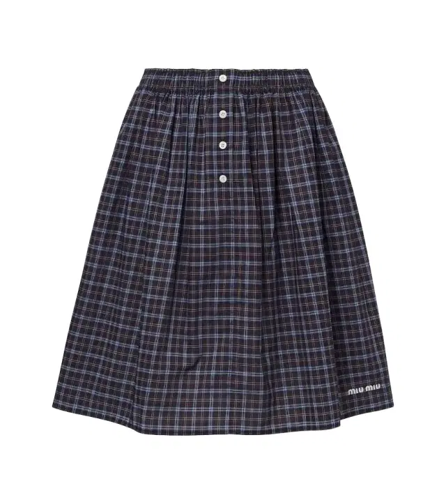 Checked cotton poplin miniskirt