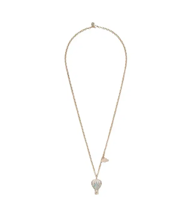 Sydney Evan Hot Air Balloon and Cloud 14kt gold chain necklace with aquamarine and diamonds