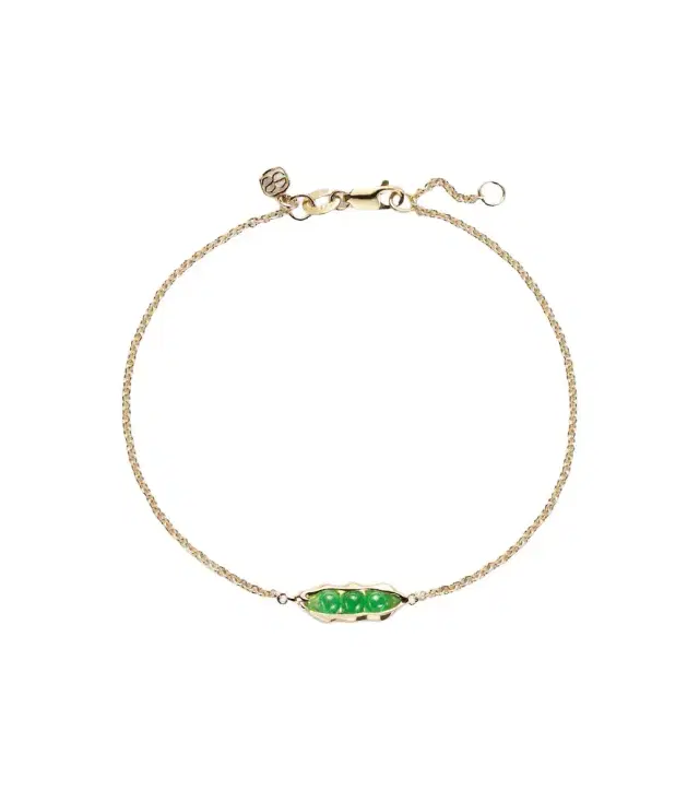Sydney Evan Pea Pod 14kt gold bracelet with jades