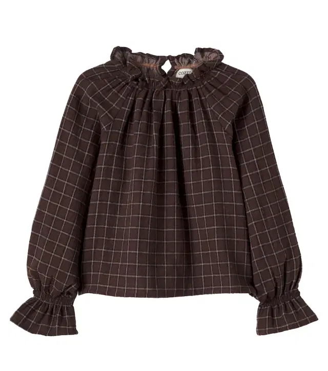 Cozmo Artis ruffled cotton flannel top