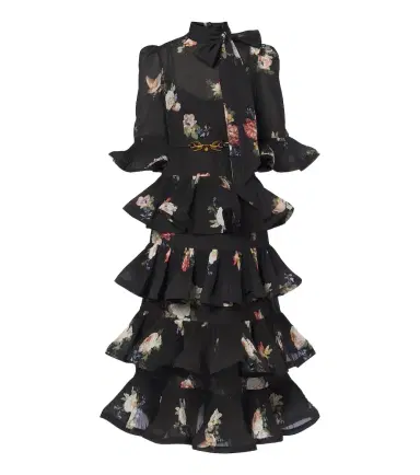 Zimmermann Floral pleated ruffled midi dress | Thumbnail 1 Zimmermann Floral pleated ruffled midi dress | Thumbnail 1