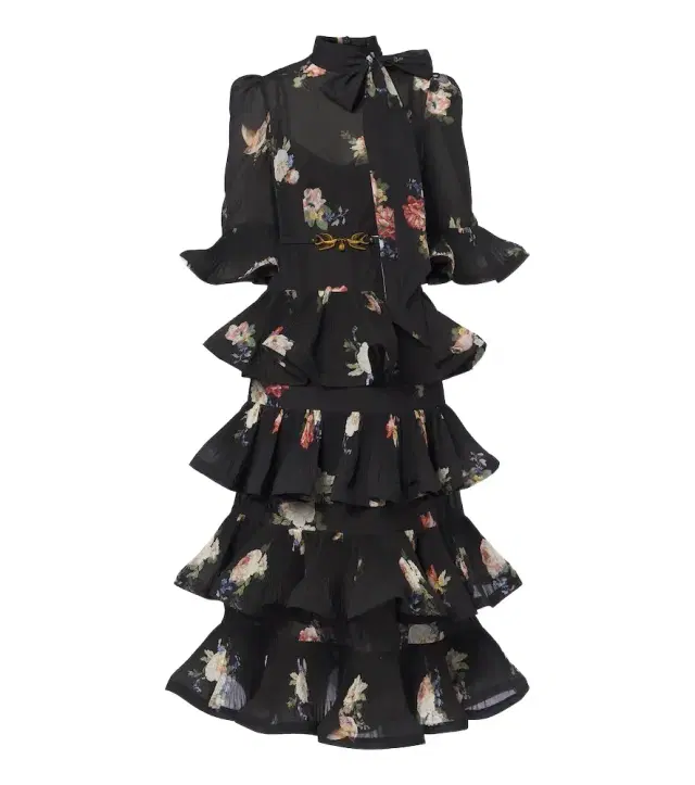 Zimmermann Floral pleated ruffled midi dress