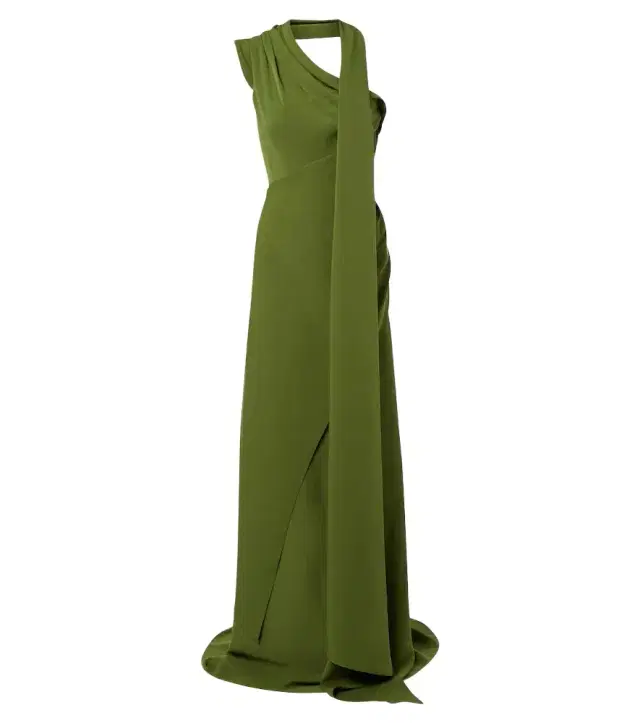 Marmar Halim Draped scarf-detail bustier gown