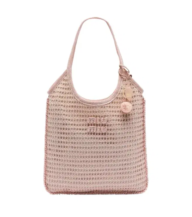 Miu Miu Ivy crochet raffia tote bag