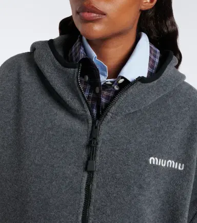 Miu Miu Hooded oversized fleece jacket | Thumbnail 5
