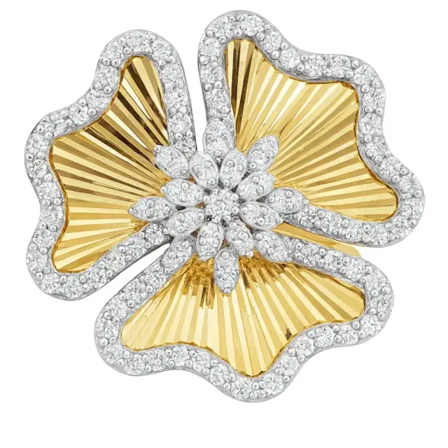 Wish Fine Jewelry 0.8ct Diamond 14K Gold Flower Ring
