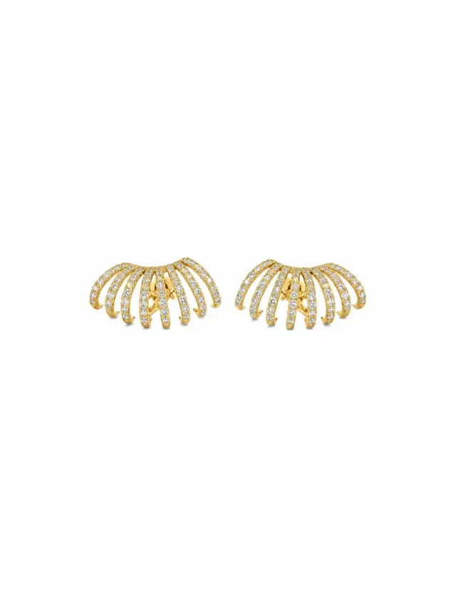 Wish Fine Jewelry 1.55ct  Diamond 18K Gold Cluster Earrings