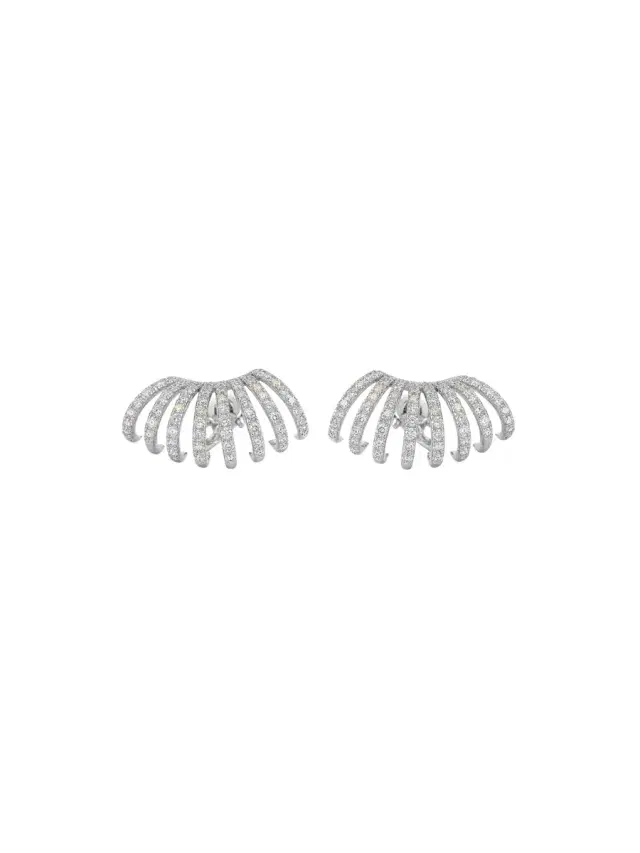 Wish Fine Jewelry 1.70ct  Diamond 18K Gold Cluster Earrings