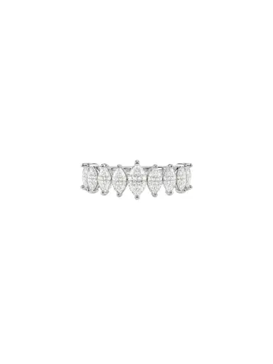 Wish Fine Jewelry 1.77ct Diamond 18K Gold Half Band Marquise Ring | Thumbnail 1