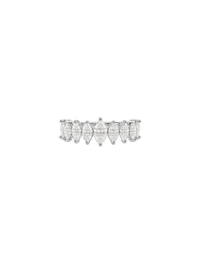 Wish Fine Jewelry 1.77ct Diamond 18K Gold Half Band Marquise Ring