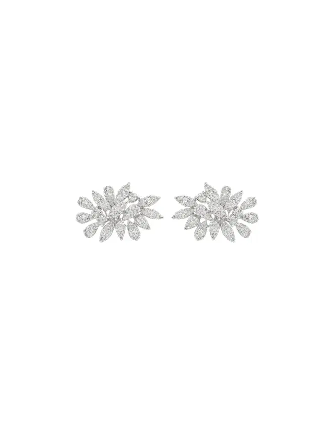 Wish Fine Jewelry 1.90ct Diamond 18K Gold Flower Earring