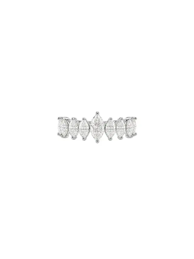 Wish Fine Jewelry 1.92ct Diamond 18K Gold Half Band Marquise Ring