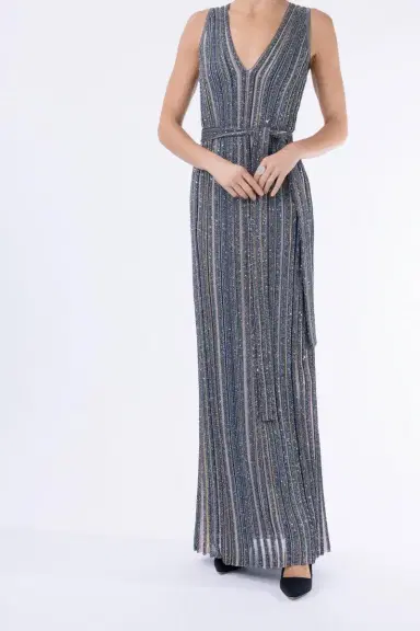Missoni Sleeveless Long Knit Dress - Multicolor Black | Thumbnail 2