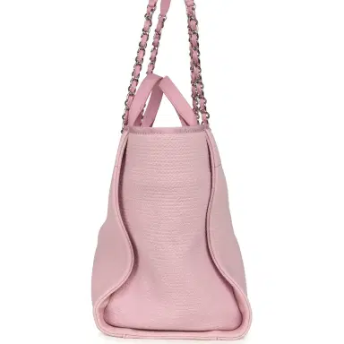 Chanel Chanel Medium Deauville Shopping Tote Pink Canvas Silver Hardware | Thumbnail 3 Chanel Chanel Medium Deauville Shopping Tote Pink Canvas Silver Hardware | Thumbnail 3