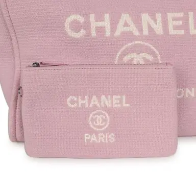 Chanel Chanel Medium Deauville Shopping Tote Pink Canvas Silver Hardware | Thumbnail 7 Chanel Chanel Medium Deauville Shopping Tote Pink Canvas Silver Hardware | Thumbnail 7