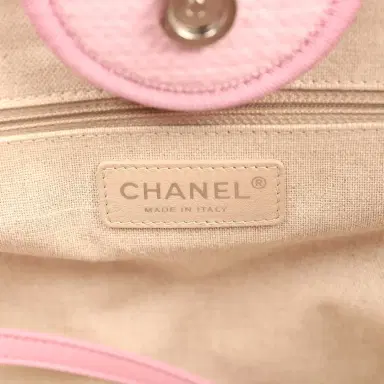 Chanel Chanel Medium Deauville Shopping Tote Pink Canvas Silver Hardware | Thumbnail 10 Chanel Chanel Medium Deauville Shopping Tote Pink Canvas Silver Hardware | Thumbnail 10