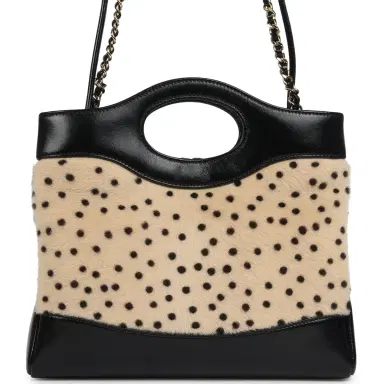 Chanel Chanel Mini "Cheetah Print" 31 Shopper Beige Calf Hair, Black Shiny Lambskin Gold Hardware | Thumbnail 4