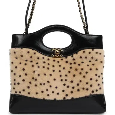 Chanel Chanel Mini "Cheetah Print" 31 Shopper Beige Calf Hair, Black Shiny Lambskin Gold Hardware | Thumbnail 1
