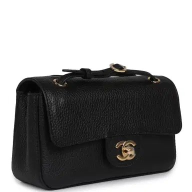 Chanel Chanel Mini "Souplissimo" Flap Bag Black Grained Calfskin Gold Hardware | Thumbnail 2