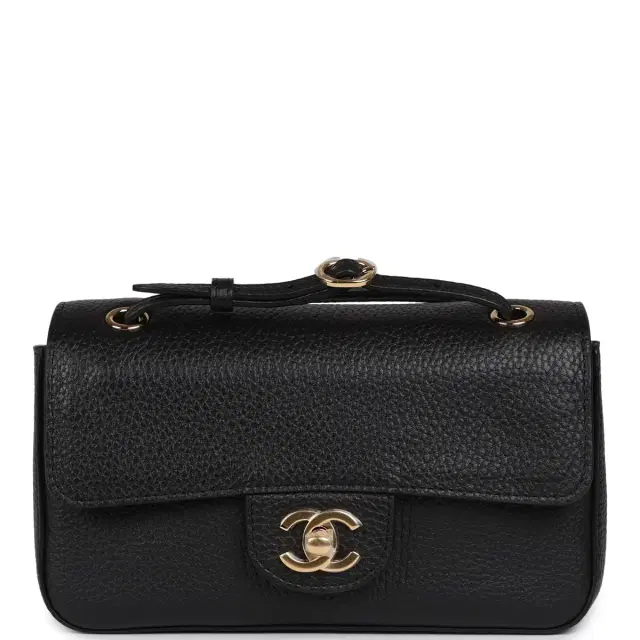Chanel Chanel Mini "Souplissimo" Flap Bag Black Grained Calfskin Gold Hardware