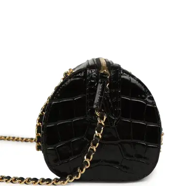 Chanel Chanel Mini Timeless Classic Barrel Bag with Chain Black Croc Embossed Calfskin Gold Hardware | Thumbnail 3