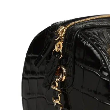 Chanel Chanel Mini Timeless Classic Barrel Bag with Chain Black Croc Embossed Calfskin Gold Hardware | Thumbnail 6