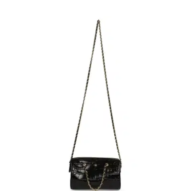 Chanel Chanel Mini Timeless Classic Barrel Bag with Chain Black Croc Embossed Calfskin Gold Hardware | Thumbnail 8