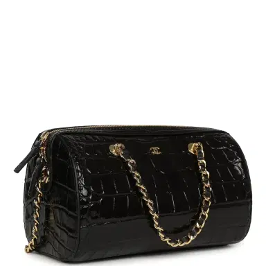 Chanel Chanel Mini Timeless Classic Barrel Bag with Chain Black Croc Embossed Calfskin Gold Hardware | Thumbnail 2
