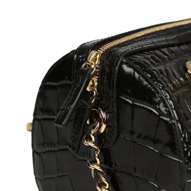 Chanel Chanel Mini Timeless Classic Barrel Bag with Chain Black Croc Embossed Calfskin Gold Hardware | Thumbnail 6