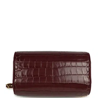 Chanel Chanel Mini Timeless Classic Barrel Bag with Chain Dark Burgundy Croco Embossed Calfskin Gold Hardware | Thumbnail 6