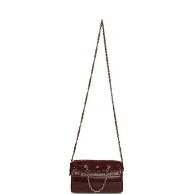 Chanel Chanel Mini Timeless Classic Barrel Bag with Chain Dark Burgundy Croco Embossed Calfskin Gold Hardware | Thumbnail 8