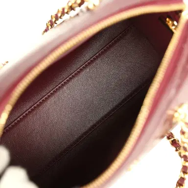 Chanel Chanel Mini Timeless Classic Barrel Bag with Chain Dark Burgundy Croco Embossed Calfskin Gold Hardware | Thumbnail 9