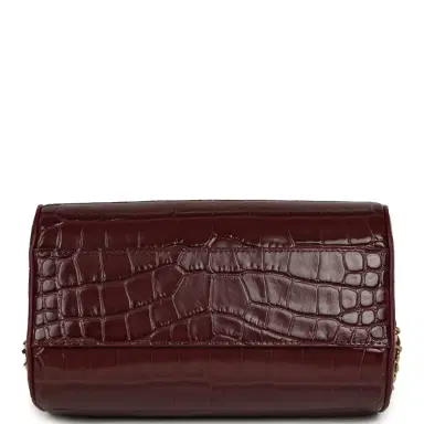 Chanel Chanel Mini Timeless Classic Barrel Bag with Chain Dark Burgundy Croco Embossed Calfskin Gold Hardware | Thumbnail 6
