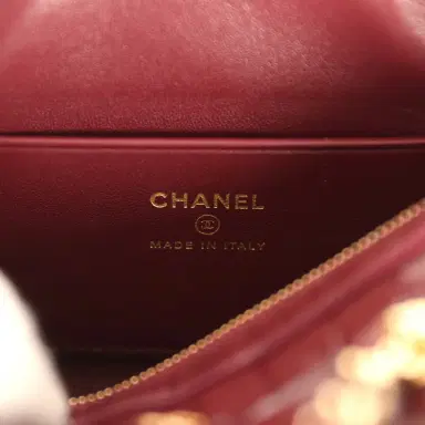Chanel Chanel Mini Timeless Classic Barrel Bag with Chain Dark Burgundy Croco Embossed Calfskin Gold Hardware | Thumbnail 9