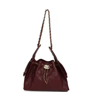 Chanel Chanel Small 25 Hobo Bag Dark Burgundy Shiny Caviar Gold Hardware | Thumbnail 6