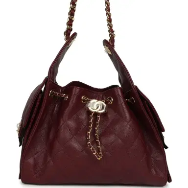 Chanel Chanel Small 25 Hobo Bag Dark Burgundy Shiny Caviar Gold Hardware | Thumbnail 1
