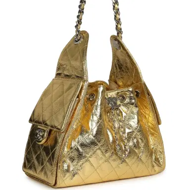 Chanel Chanel Small 25 Hobo Bag Gold Metallic Calfskin Silver Hardware | Thumbnail 2