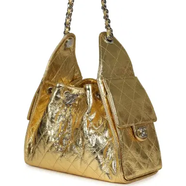 Chanel Chanel Small 25 Hobo Bag Gold Metallic Calfskin Silver Hardware | Thumbnail 3