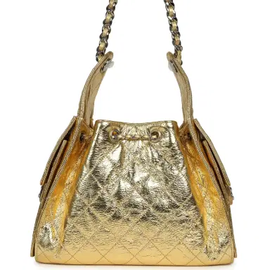 Chanel Chanel Small 25 Hobo Bag Gold Metallic Calfskin Silver Hardware | Thumbnail 5