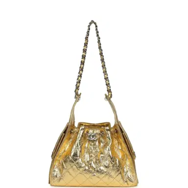 Chanel Chanel Small 25 Hobo Bag Gold Metallic Calfskin Silver Hardware | Thumbnail 6