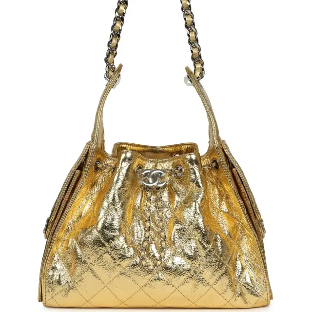 Chanel Chanel Small 25 Hobo Bag Gold Metallic Calfskin Silver Hardware