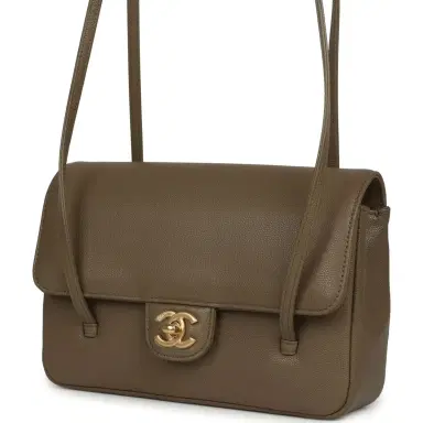 Chanel Chanel Small Preppy Coco Flap Bag Dark Khaki Shiny Caviar Brushed Gold Hardware | Thumbnail 5