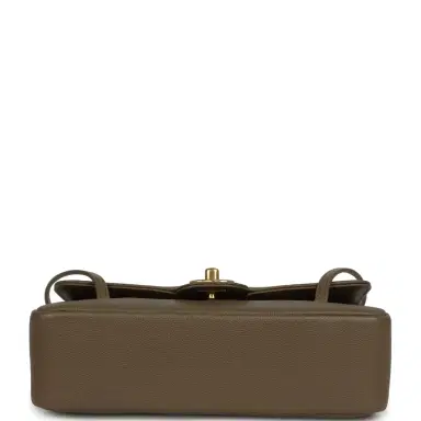 Chanel Chanel Small Preppy Coco Flap Bag Dark Khaki Shiny Caviar Brushed Gold Hardware | Thumbnail 6